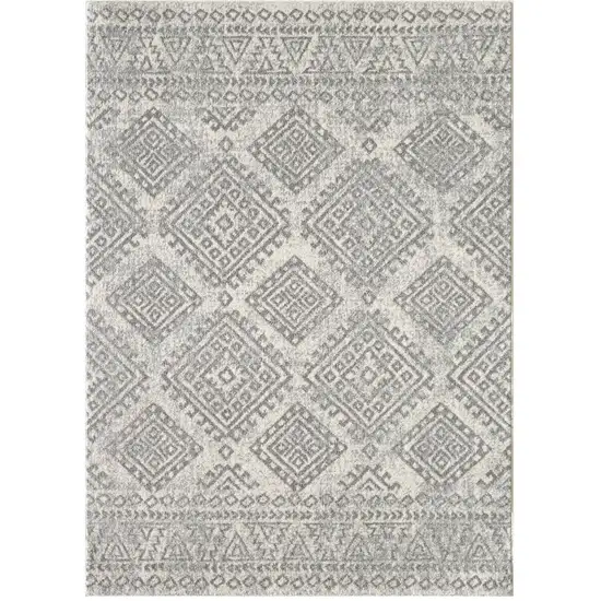 Ivory Or Grey Geometric Diamonds Indoor Area Rug Photo 2