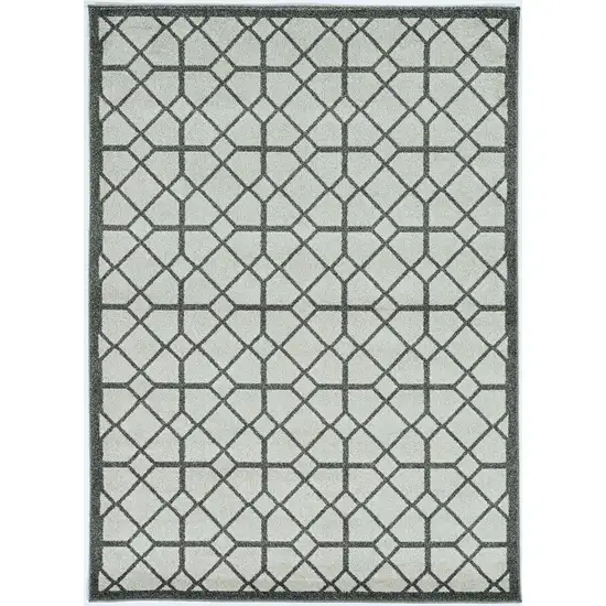 Ivory or Grey Geometric Tiles Area Rug Photo 2