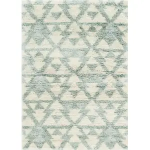 Photo of Ivory or Grey Geometric Triangle Indoor Area Rug