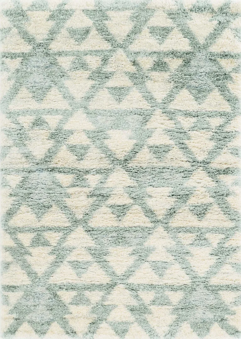 Ivory or Grey Geometric Triangle Indoor Area Rug Photo 1