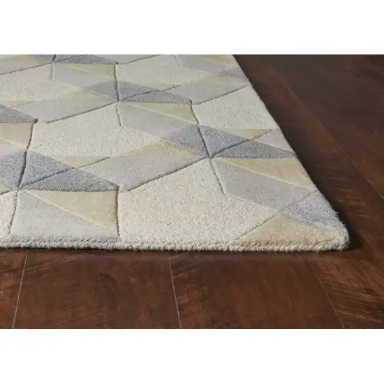 Ivory or Grey Geometric Wool Area Rug Photo 5