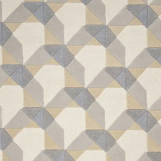 Ivory Or Grey Geometric Wool Area Rug Photo 7