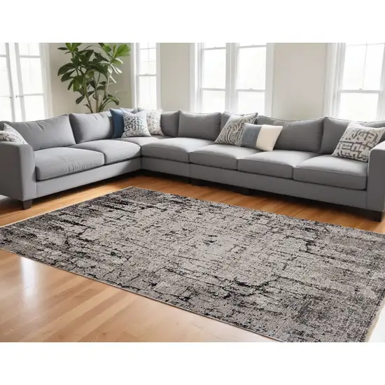 94 X 130 Ivory Or Grey Polyester Rug Photo 1