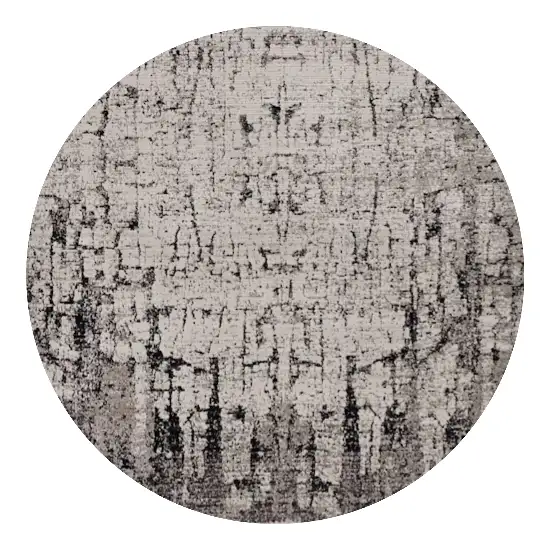 8' Gray and Ivory Round Area Rug Photo 2