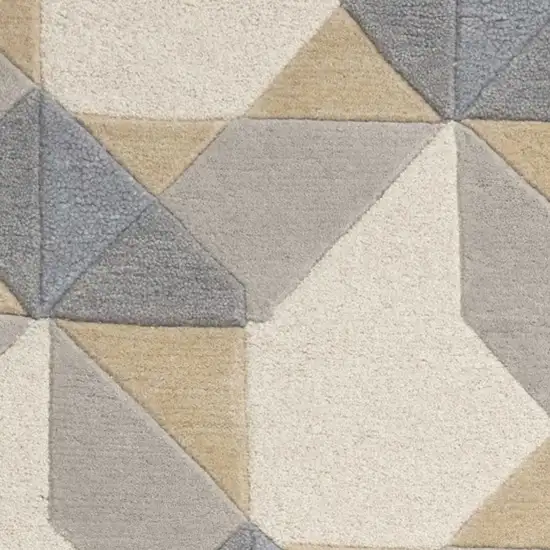 Ivory Or Grey Polygon Pattern Wool Area Rug Photo 5