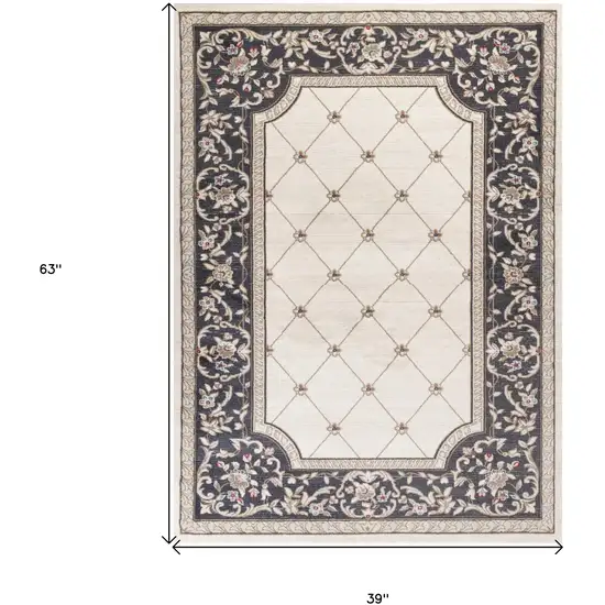 Ivory Or Grey Polypropylene Area Rug Photo 3