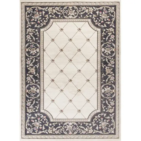 Gray and Ivory Trellis Area Rug Photo 2