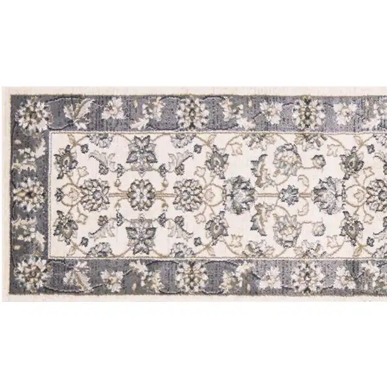 Ivory or Grey Polypropylene Runner Rug Photo 2