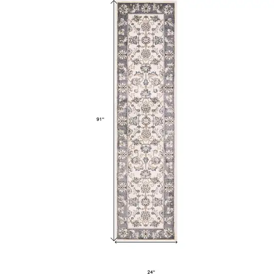 Ivory or Grey Polypropylene Runner Rug Photo 6