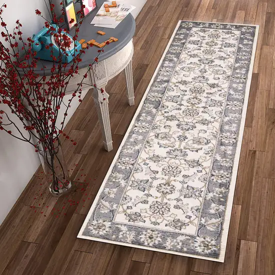 Ivory or Grey Polypropylene Runner Rug Photo 4