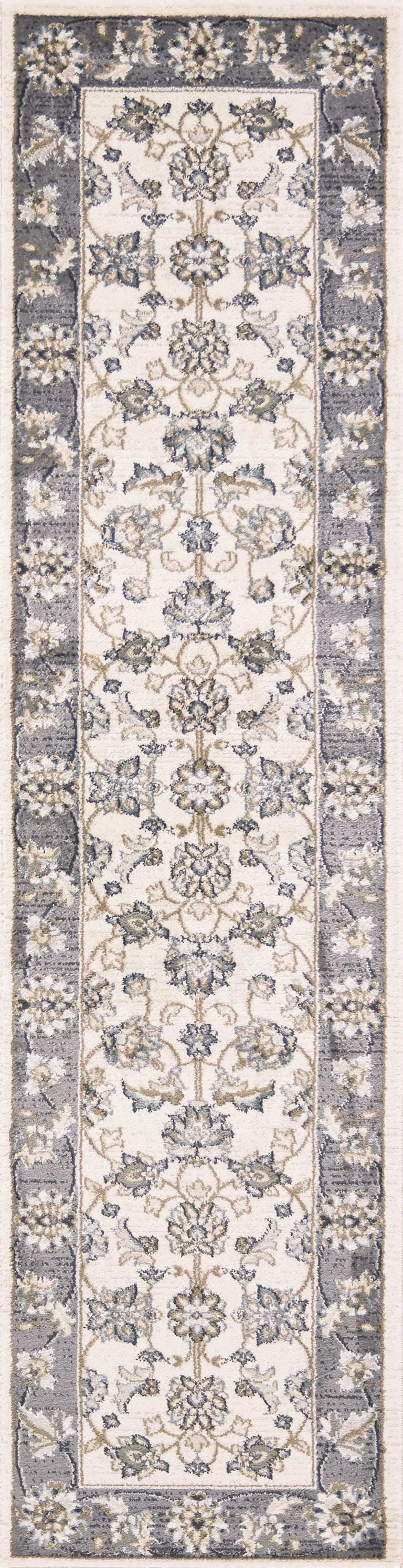 Ivory or Grey Polypropylene Runner Rug Photo 1