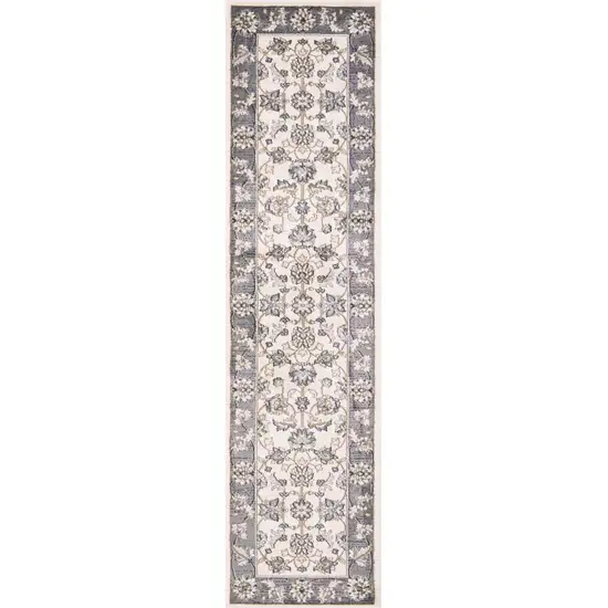 Ivory or Grey Polypropylene Runner Rug Photo 1