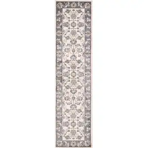 Photo of Ivory or Grey Polypropylene Runner Rug