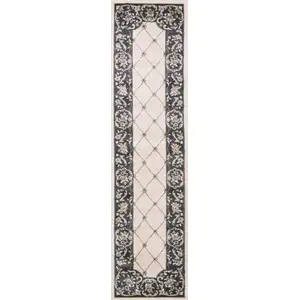 Photo of Ivory or Grey Polypropylene Runner Rug