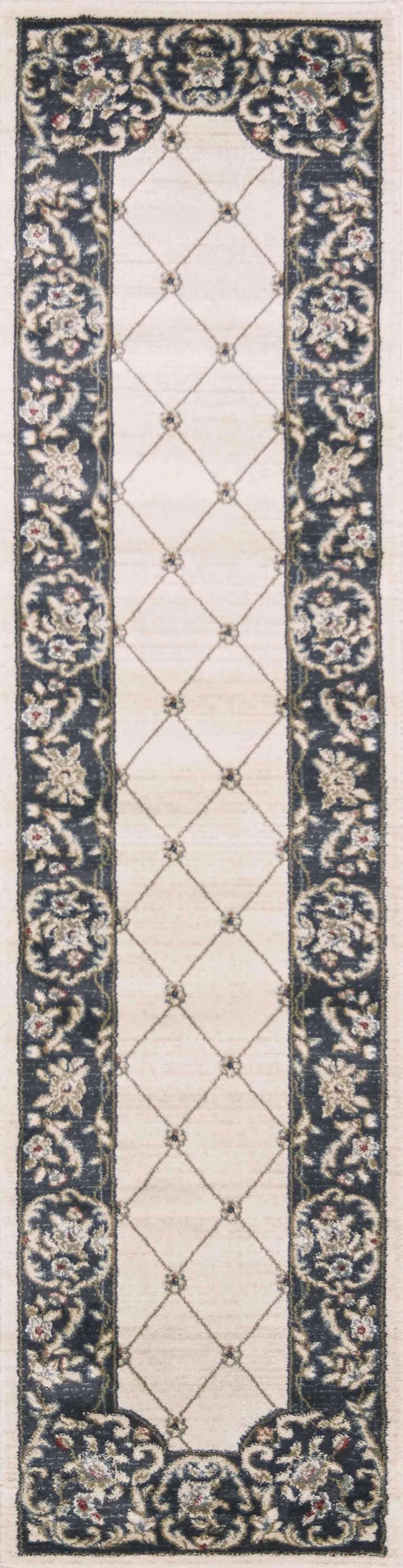 Ivory or Grey Polypropylene Runner Rug Photo 1