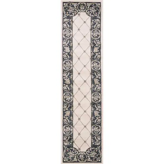 Ivory or Grey Polypropylene Runner Rug Photo 1