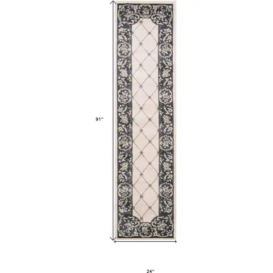 Ivory or Grey Polypropylene Runner Rug Photo 4