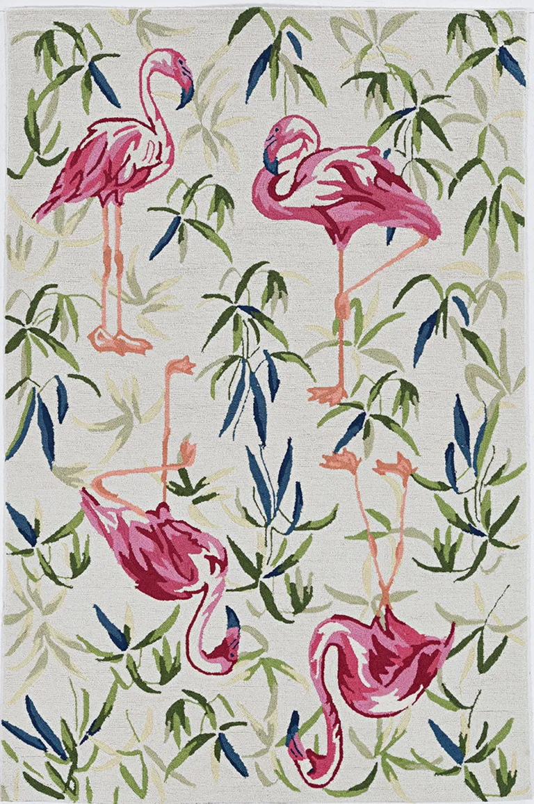 Ivory or Pink Flamingo Indoor Area Rug Photo 1