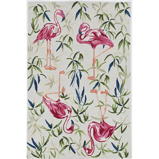 Ivory or Pink Flamingo Indoor Area Rug Photo 1