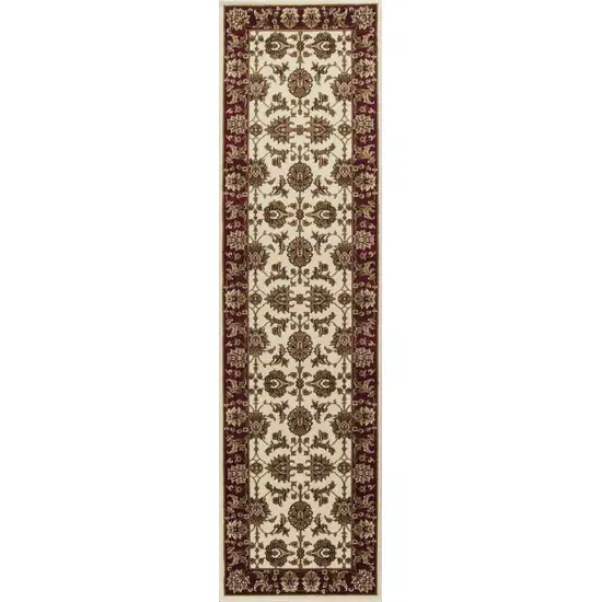 Ivory or Red Classic Bordered Runner Rug Photo 4
