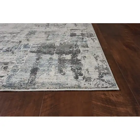 Ivory or Teal Abstract Area Rug Photo 3