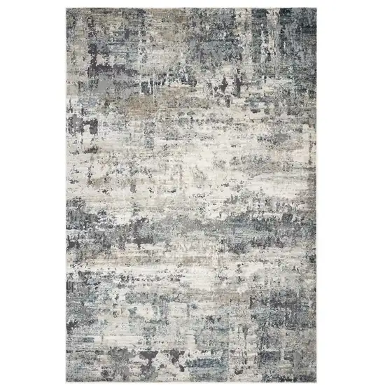 Ivory Or Teal Abstract Area Rug Photo 2