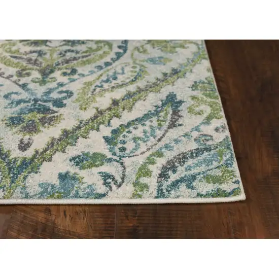 Ivory or Teal Parisian Polypropylene Area Rug Photo 4