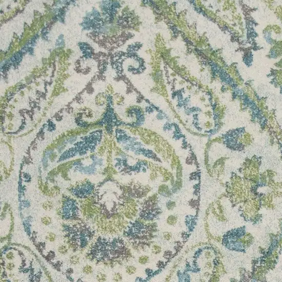 Ivory Or Teal Parisian Polypropylene Area Rug Photo 6