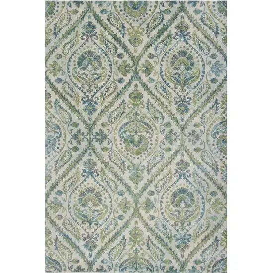 Ivory Or Teal Parisian Polypropylene Area Rug Photo 2