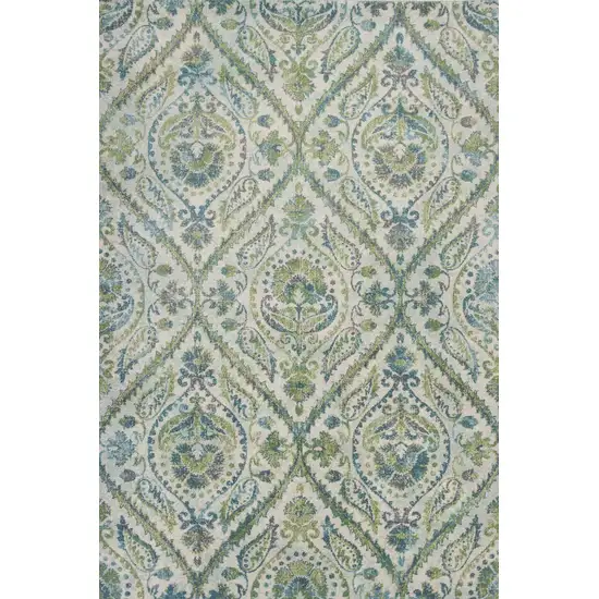 Ivory or Teal Parisian Polypropylene Area Rug Photo 1