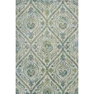 Photo of Ivory or Teal Parisian Polypropylene Area Rug