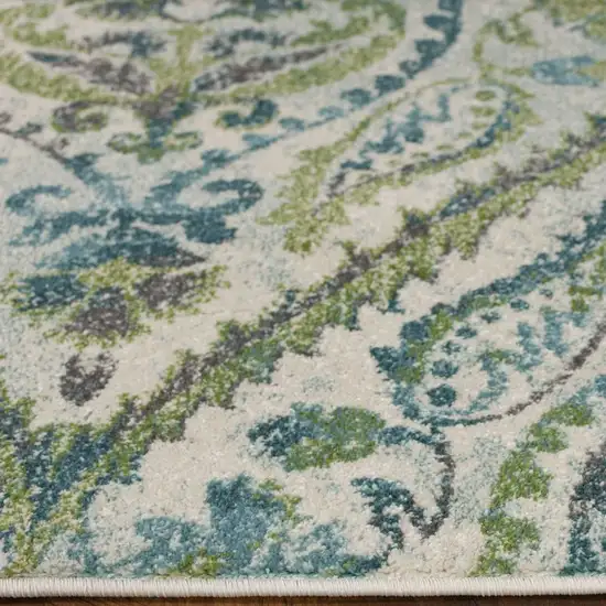 Ivory Or Teal Parisian Polypropylene Area Rug Photo 4