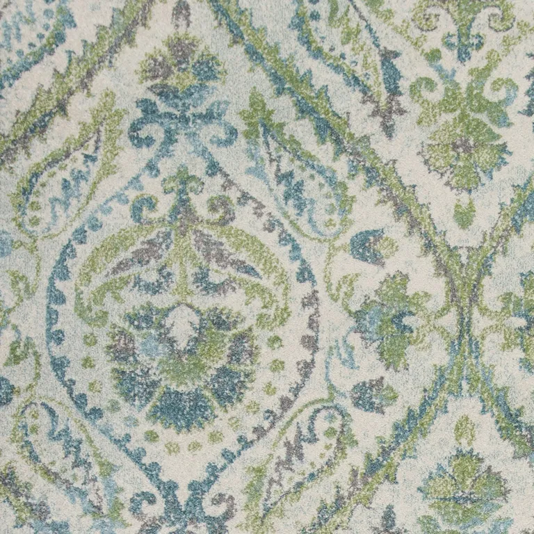 Ivory or Teal Parisian Polypropylene Area Rug Photo 2