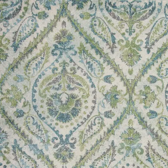 Ivory or Teal Parisian Polypropylene Area Rug Photo 3