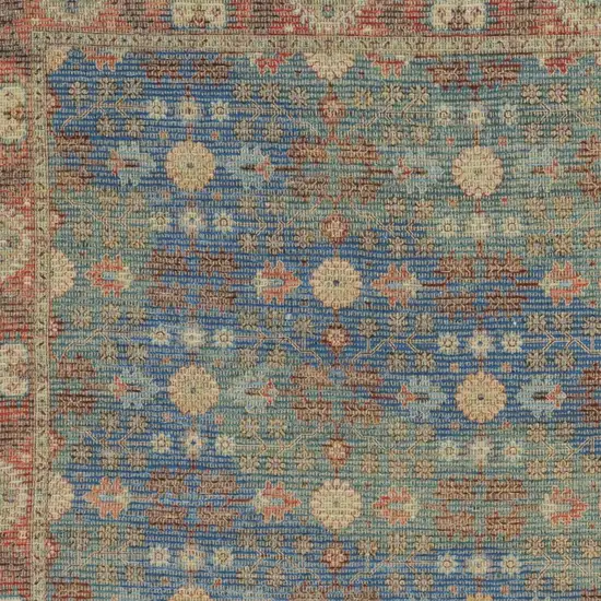 Blue and Red Floral Medallion Hand Woven Area Rug Photo 9