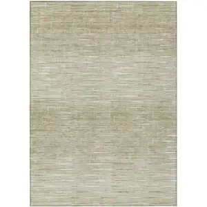 Photo of Khaki And Beige Abstract Washable Indoor Outdoor Area Rug