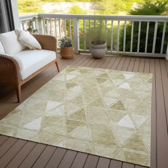 Khaki Beige And Tan Geometric Washable Indoor Outdoor Area Rug Photo 7