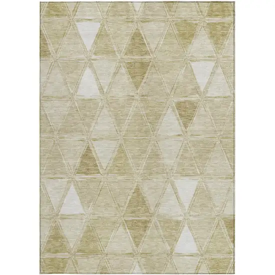 Khaki Beige And Tan Geometric Washable Indoor Outdoor Area Rug Photo 6