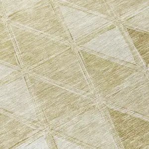 Photo of Khaki Beige And Tan Geometric Washable Indoor Outdoor Area Rug