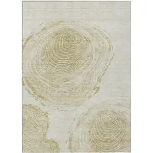 Photo of Khaki Beige And Taupe Abstract Washable Indoor Outdoor Area Rug