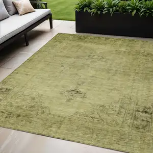 Photo of Khaki Brown And Taupe Oriental Washable Indoor Outdoor Area Rug