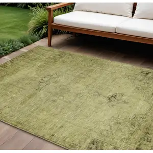 Photo of Khaki Brown And Taupe Oriental Washable Indoor Outdoor Area Rug