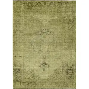 Photo of Khaki Brown And Taupe Oriental Washable Indoor Outdoor Area Rug