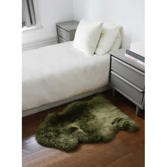 Khaki Green  New Zealand Natural Sheepskin Rug Photo 5