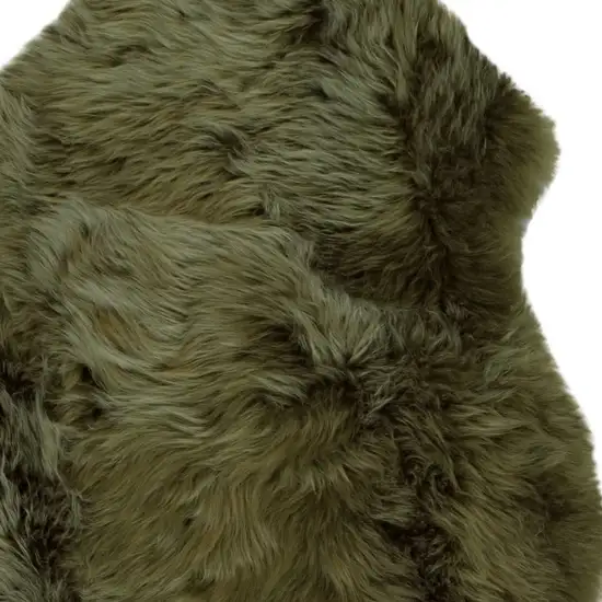 Khaki Green  New Zealand Natural Sheepskin Rug Photo 6