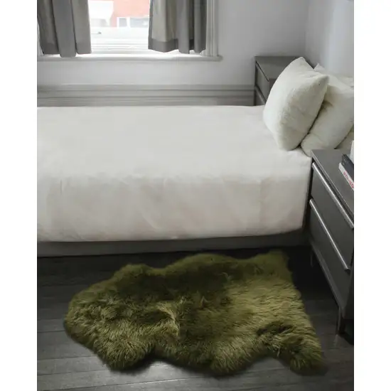 Khaki Green  New Zealand Natural Sheepskin Rug Photo 4