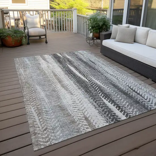 Khaki Ivory And Gray Botanical Leaves Washable Indoor Outdoor Area Rug Photo 6