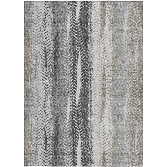 Khaki Ivory And Gray Botanical Leaves Washable Indoor Outdoor Area Rug Photo 5