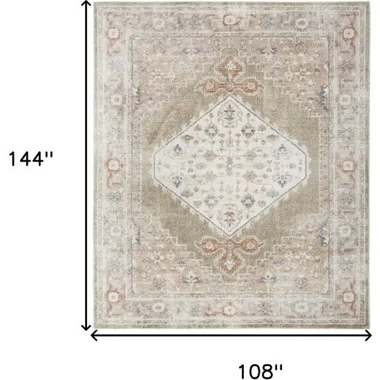 Khaki Oriental Power Loom Distressed Washable Area Rug Photo 8