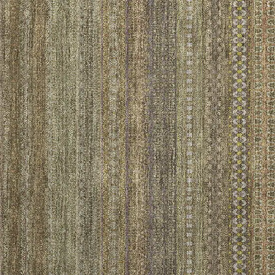 Khaki Striped Washable Non Skid Indoor Outdoor Area Rug Photo 7